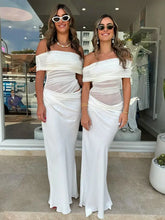 LIZAKOSHT  -  Elegant Sexy Long Dress Women Off Shoulder Hollow Out Sleeveless Patchwork Mesh Robe Female 2025 Spring Summer Chic Solid Robe